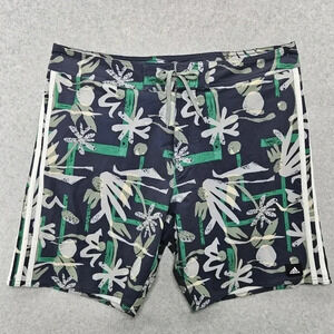 Adidas Floral Beach Tech Shorts Green and Gray Men's‎ Size 37